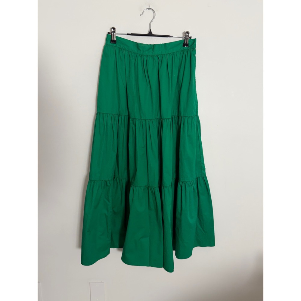 Xirena Green Tiered Maxi Skirt Cotton Poplin Size Small Women Boho Flowy